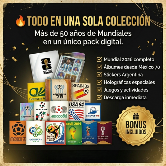 Pack Mundial: Album Completo + Todas las figuritas para imprimir. Incluye 6 Bonus DE REGALO!